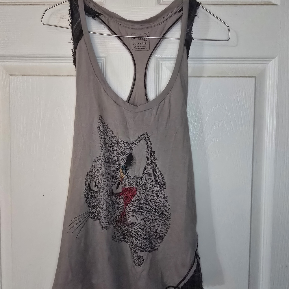 We The Free Gray Graphic Tank Top